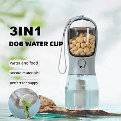 Portable Pet Drinking and Feeding Cup with Trash Bags